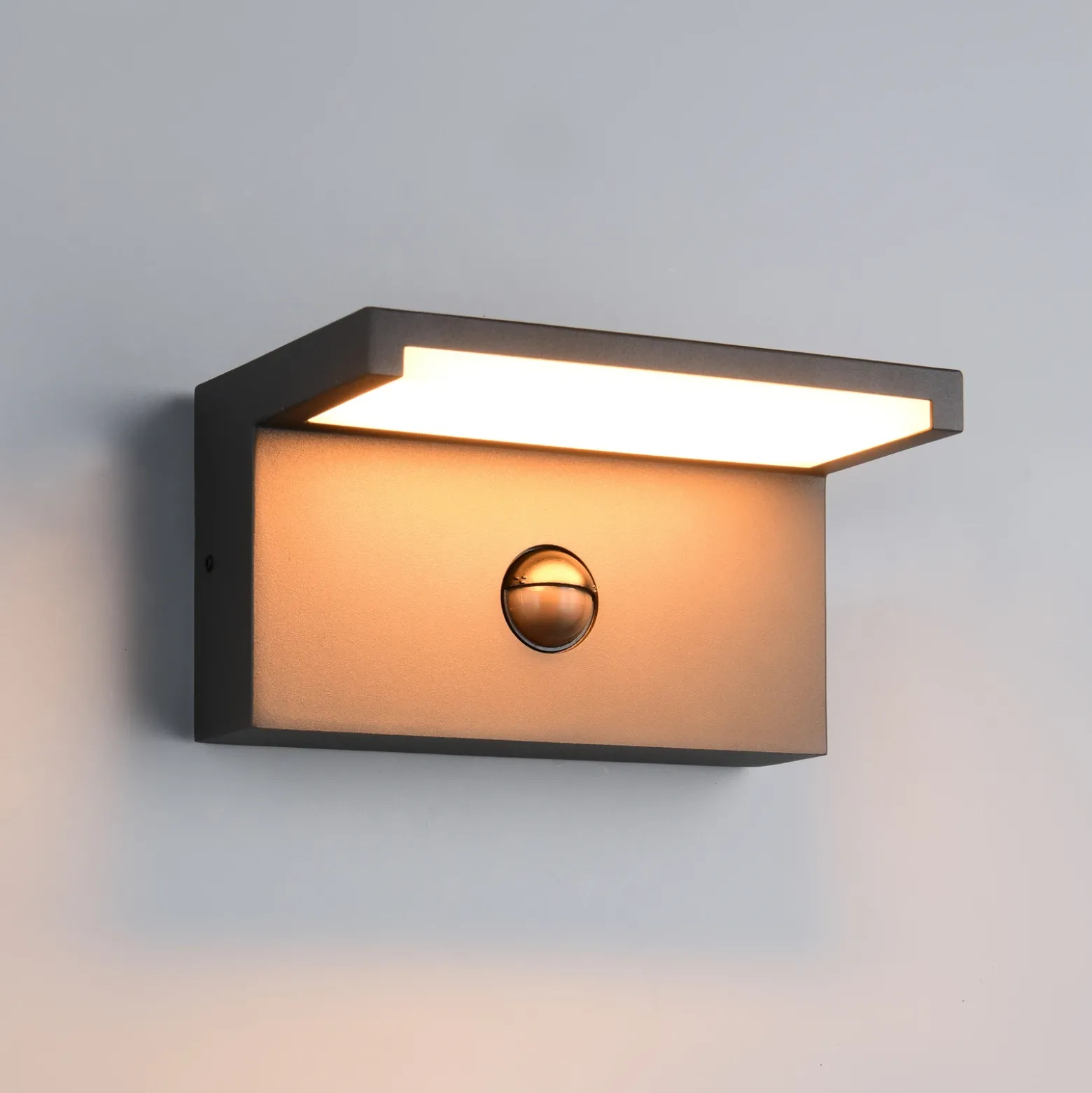 Aplique LED para exterior Ravi, antracita Ancho 18 cm Sensor, IP54