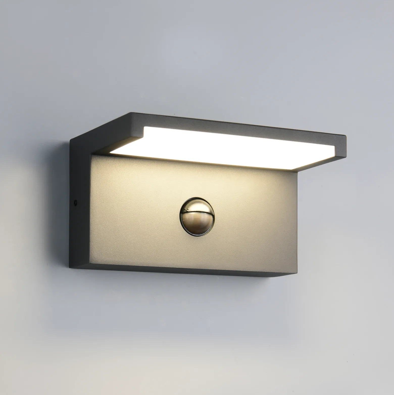 Aplique LED para exterior Ravi, antracita Ancho 18 cm Sensor, IP54