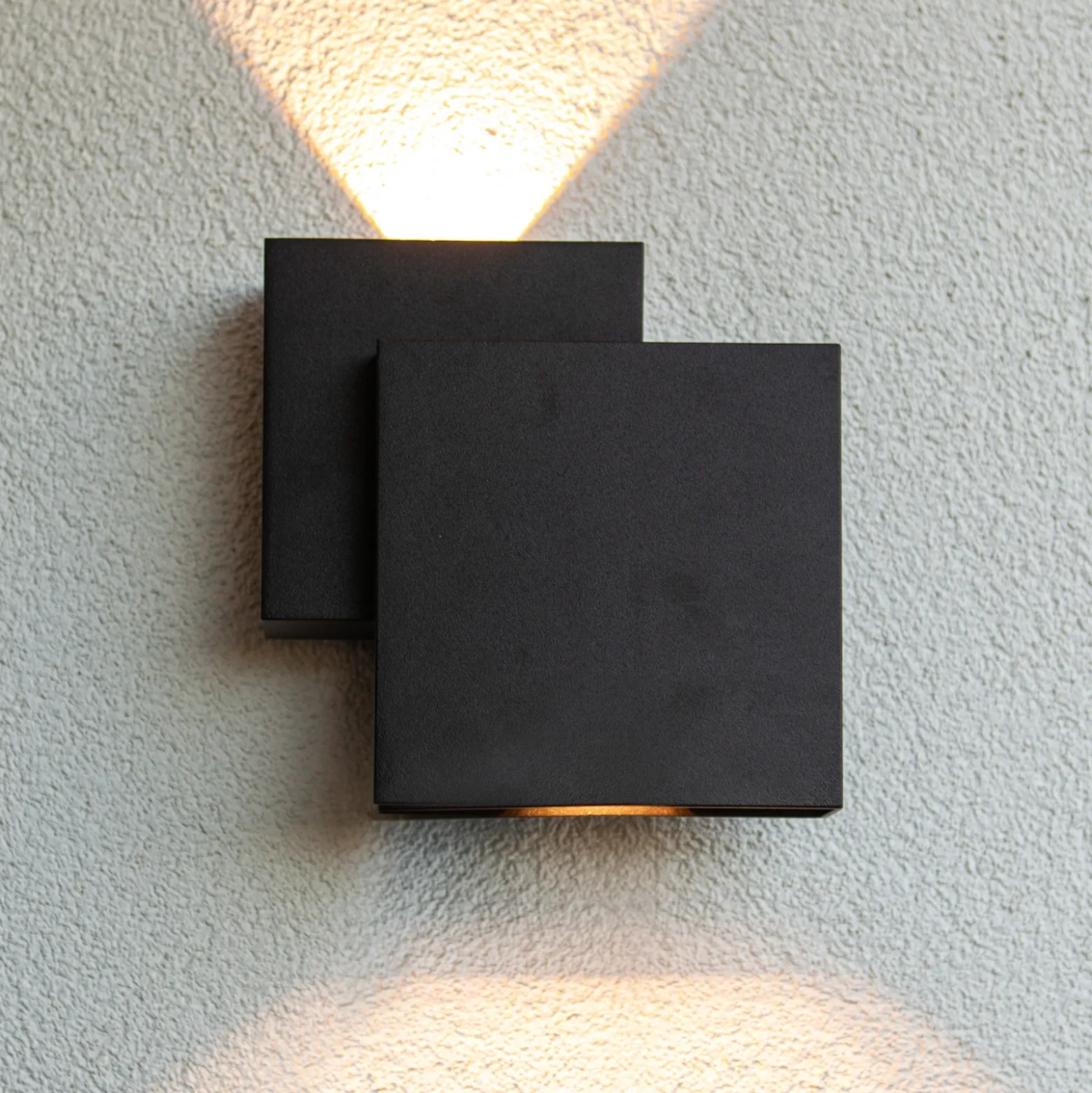 Aplique LED para exterior RIALTO, negro, 20 cm, IP44, luz hacia arriba/hacia