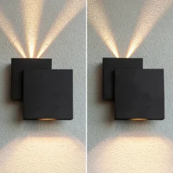 Aplique LED para exterior RIALTO, negro, 20 cm, IP44, luz hacia arriba/hacia