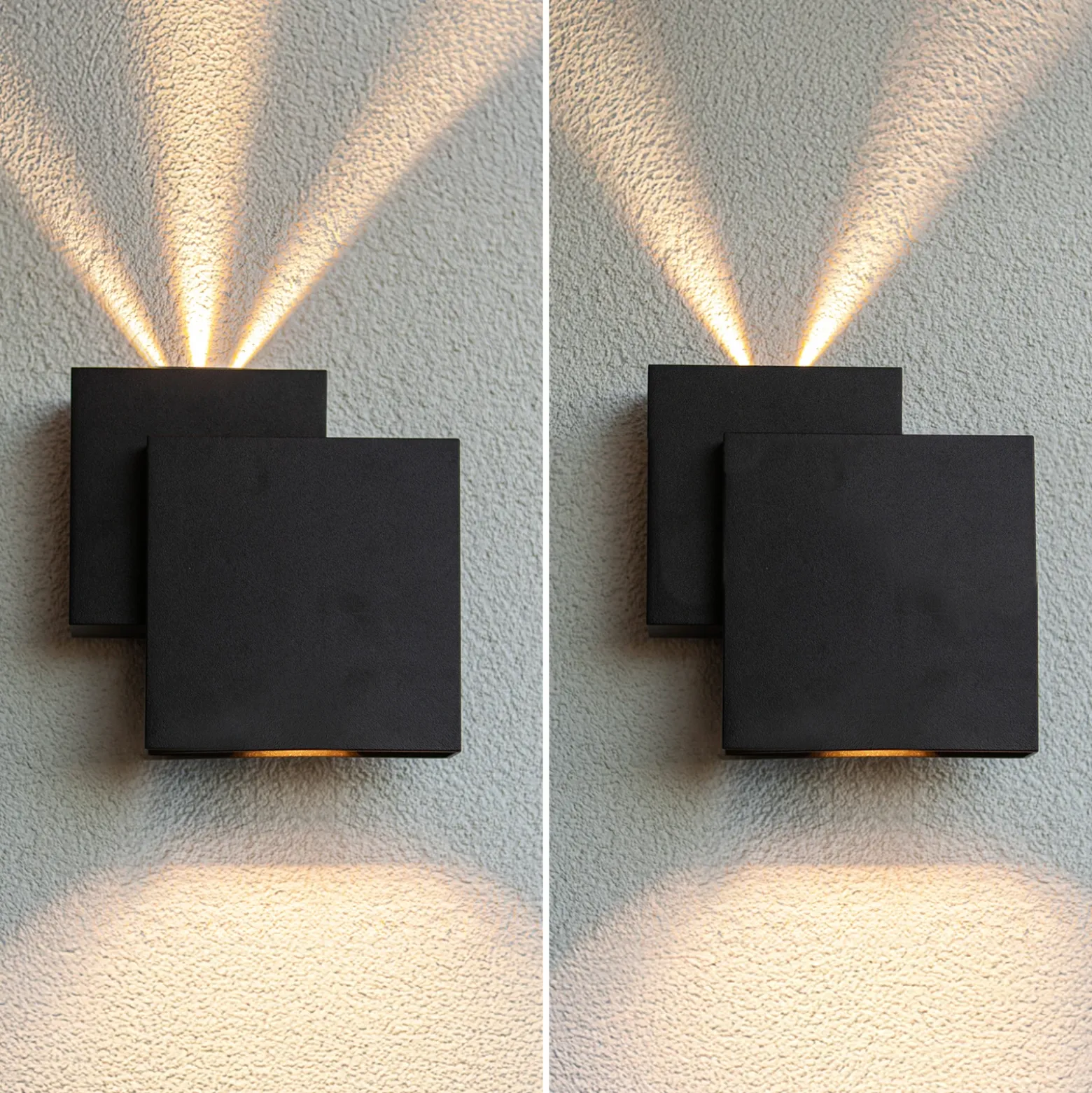 Aplique LED para exterior RIALTO, negro, 20 cm, IP44, luz hacia arriba/hacia