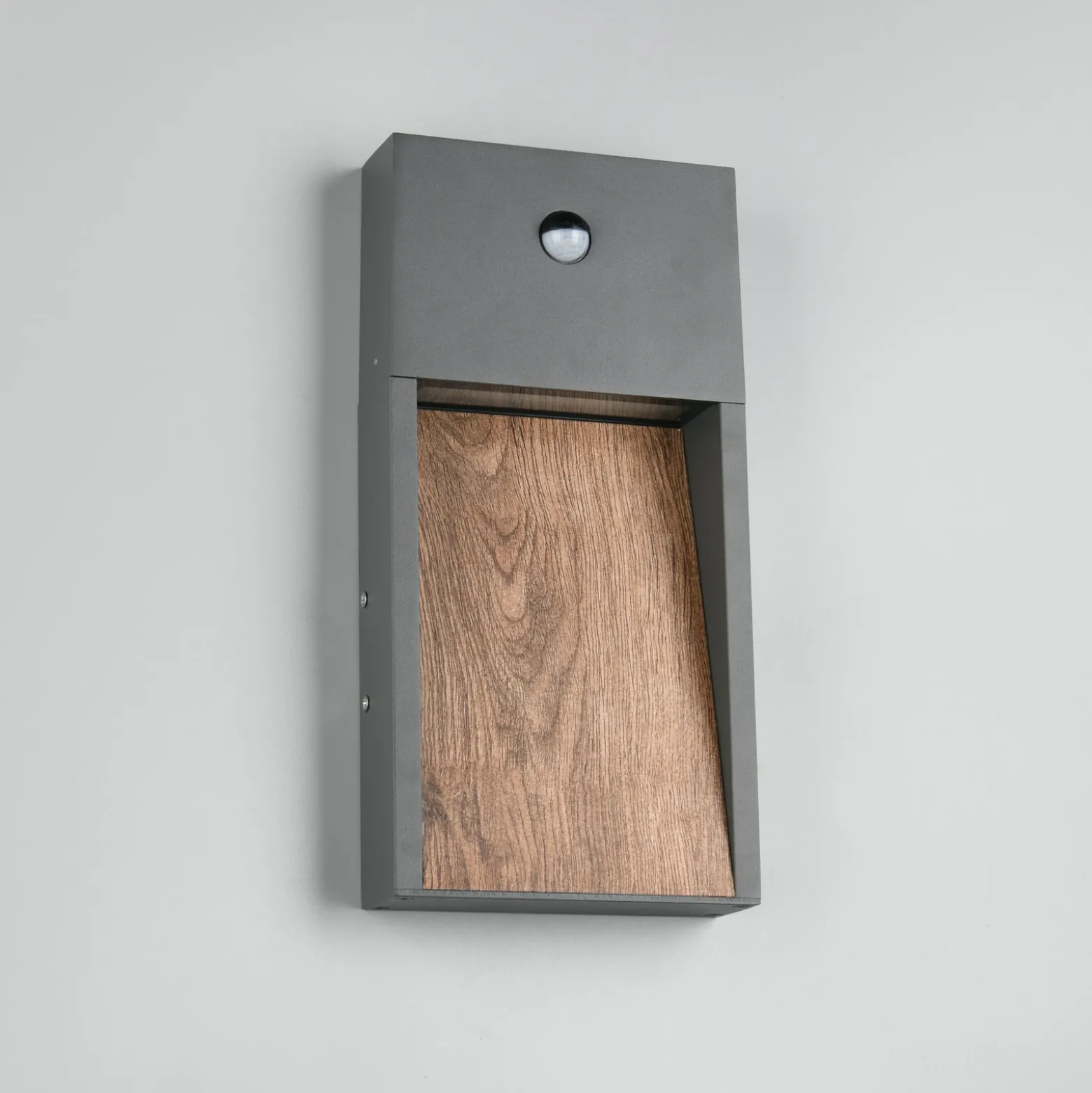 Aplique LED para exterior SALMON, aspecto de madera, altura 33 cm, IP44