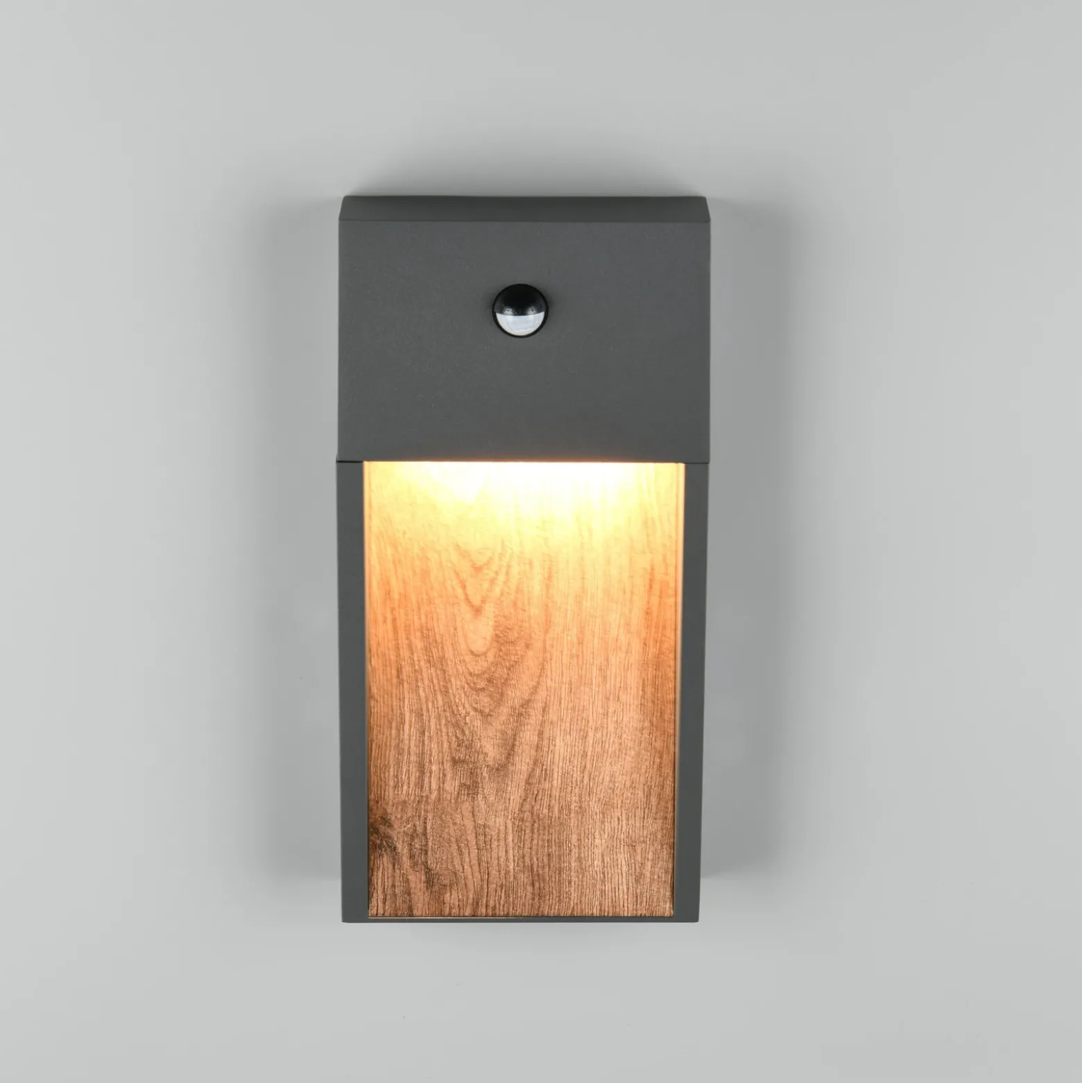Aplique LED para exterior SALMON, aspecto de madera, altura 33 cm, IP44