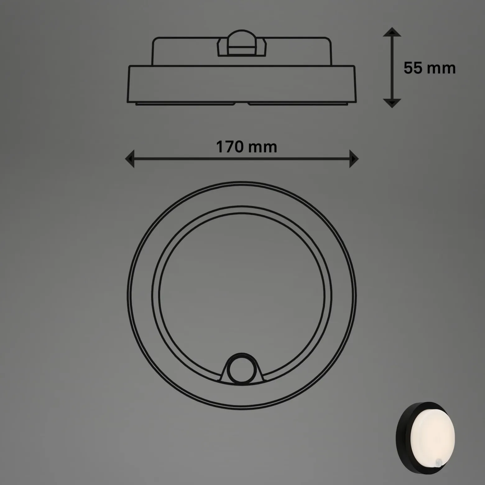 Aplique LED para exterior 3765015, sensor, negro