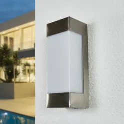 Aplique LED para exterior Severina de Lindby, altura 25 cm, acero inoxidable