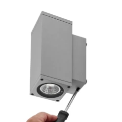 Aplique LED para exterior ShoreLine Pro Square up/down, gris claro