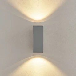 Aplique LED para exterior ShoreLine Pro Square up/down, gris claro