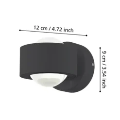 Aplique LED para exterior Treviolo, negro, saliente de 12 cm, con 2 luces.