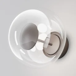 Aplique LED para exterior Velora, marrón/transparente, Ø 20 cm, cristal, IP54