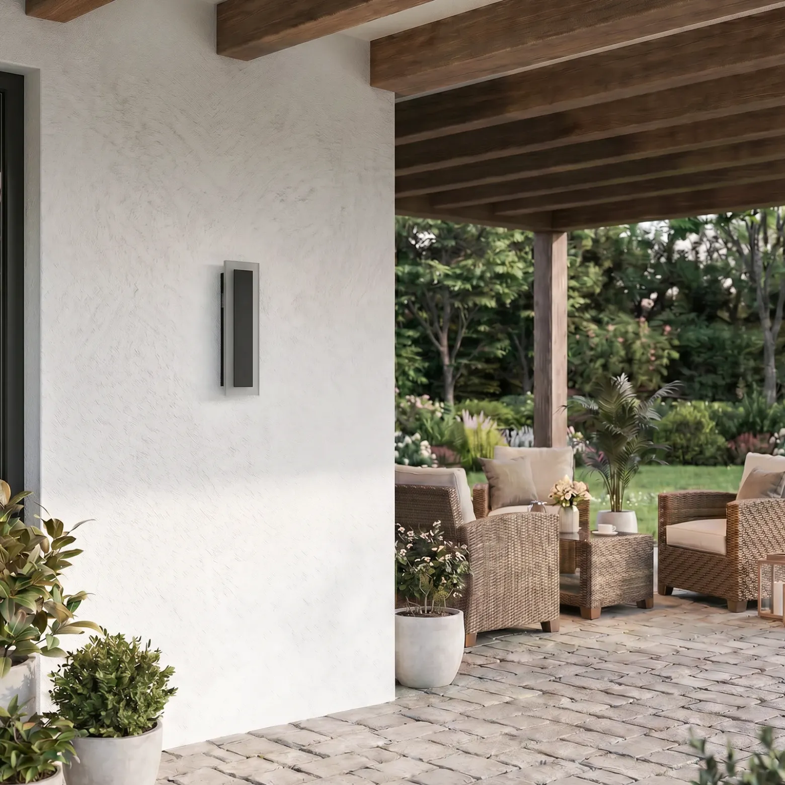 Aplique LED para exterior Wow, negro/blanco, metal, IP54, CCT