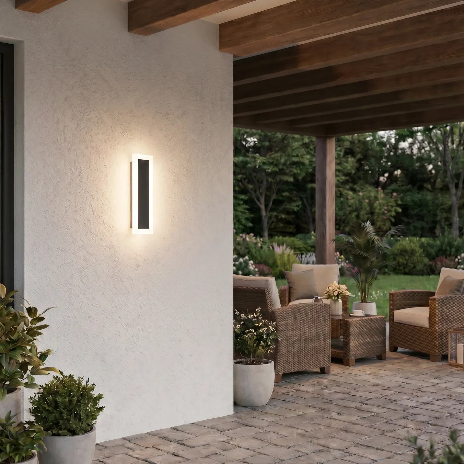 Aplique LED para exterior Wow, negro/blanco, metal, IP54, CCT
