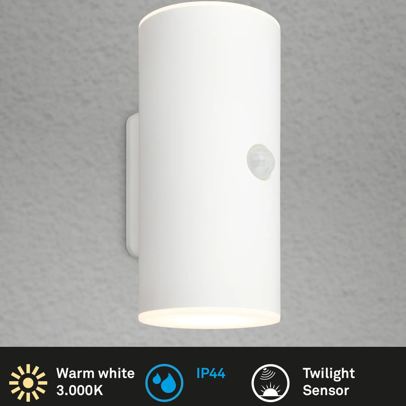 Aplique LED recargable para exterior, blanca, sensor, arriba/abajo