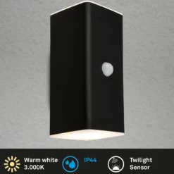 Aplique LED recargable para exterior, negra, sensor, arriba/abajo