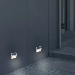 Aplique LED solar para exterior 5282104, acero inoxidable, juego de 4, IP44