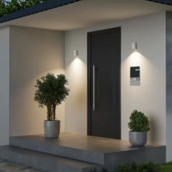 Aplique para exterior CAN, blanco, 1 luz, Ø 8 cm, IP65, metal, GU10