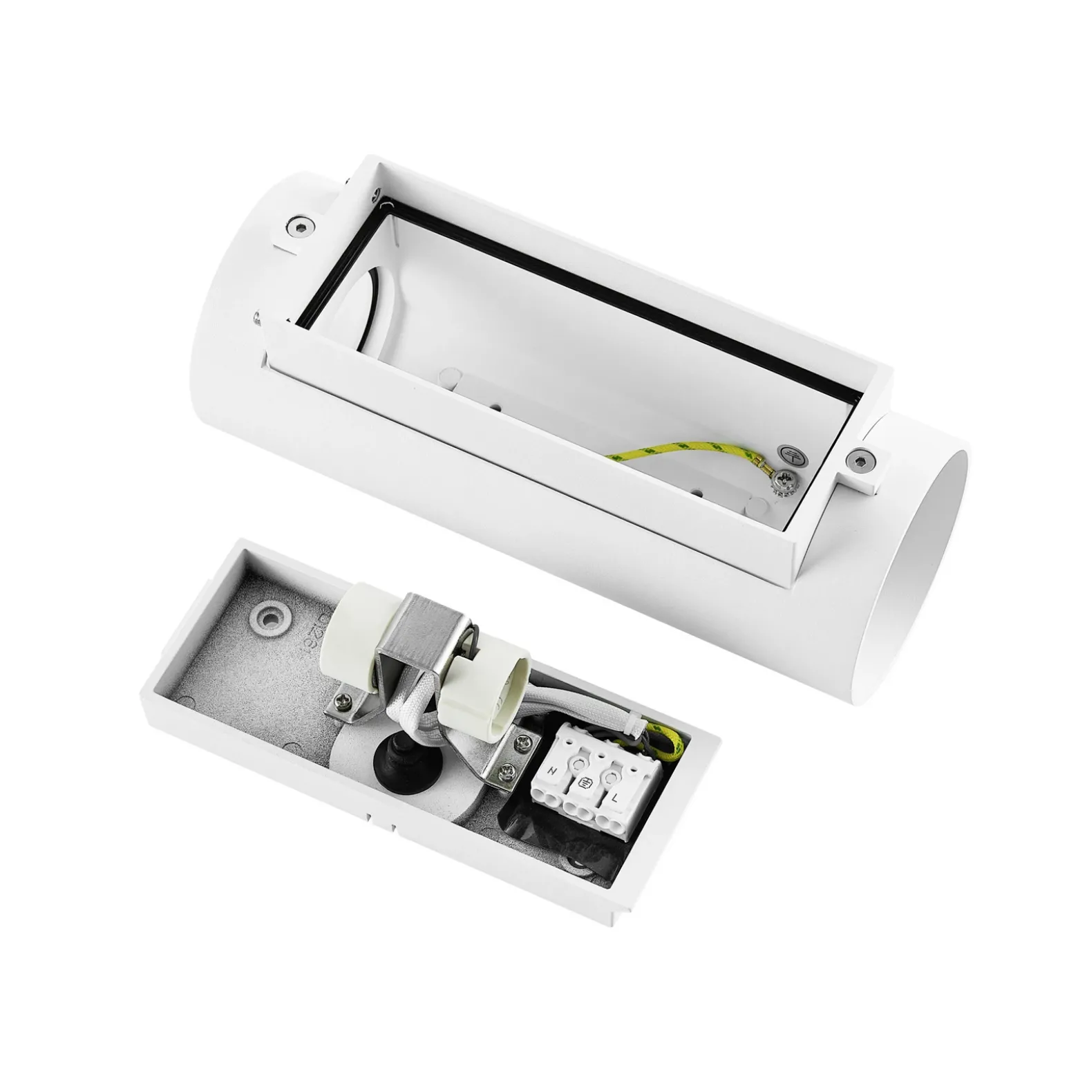 Aplique para exterior CAN, blanco, 2 luces, Ø 8 cm, IP65, metal, GU10