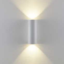 Aplique para exterior CAN, blanco, 2 luces, Ø 8 cm, IP65, metal, GU10
