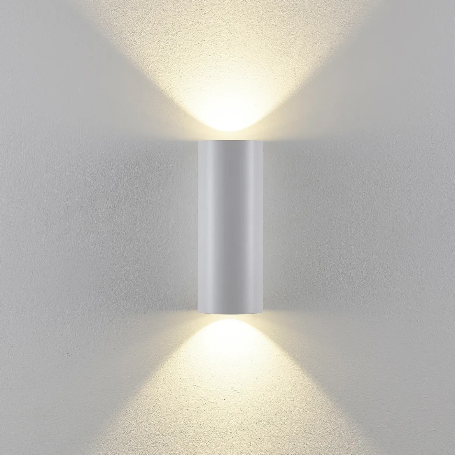 Aplique para exterior CAN, blanco, 2 luces, Ø 8 cm, IP65, metal, GU10