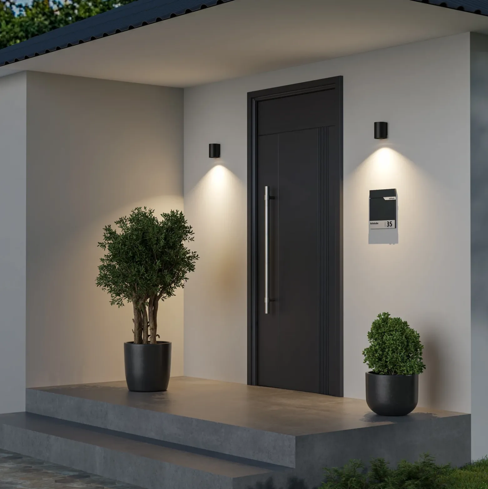 Aplique para exterior CAN, negro, 1 luz, Ø 8 cm IP65 metal GU10