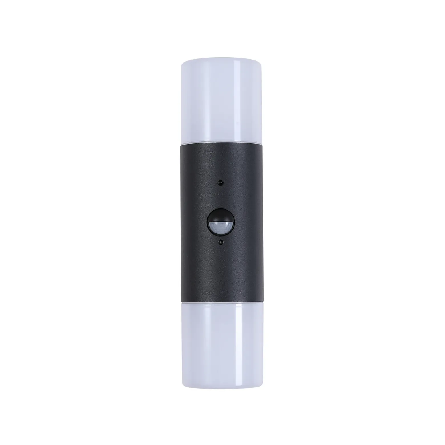 Aplique para exterior Cannes, altura 30 cm, blanco y negro, 2 luces, con sensor