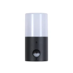 Aplique para exterior Cannes, altura 17 cm, blanco y negro, 1 luz, con sensor