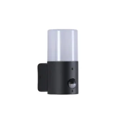 Aplique para exterior Cannes, altura 17 cm, blanco y negro, 1 luz, con sensor