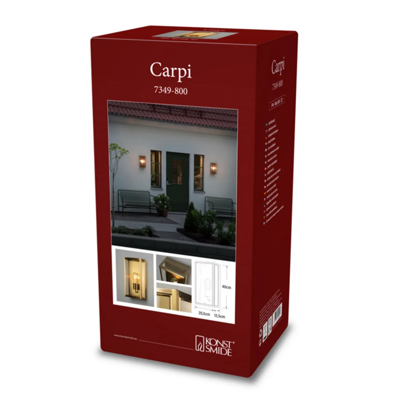 Aplique para exterior Carpi, latón, ancho 20,5cm