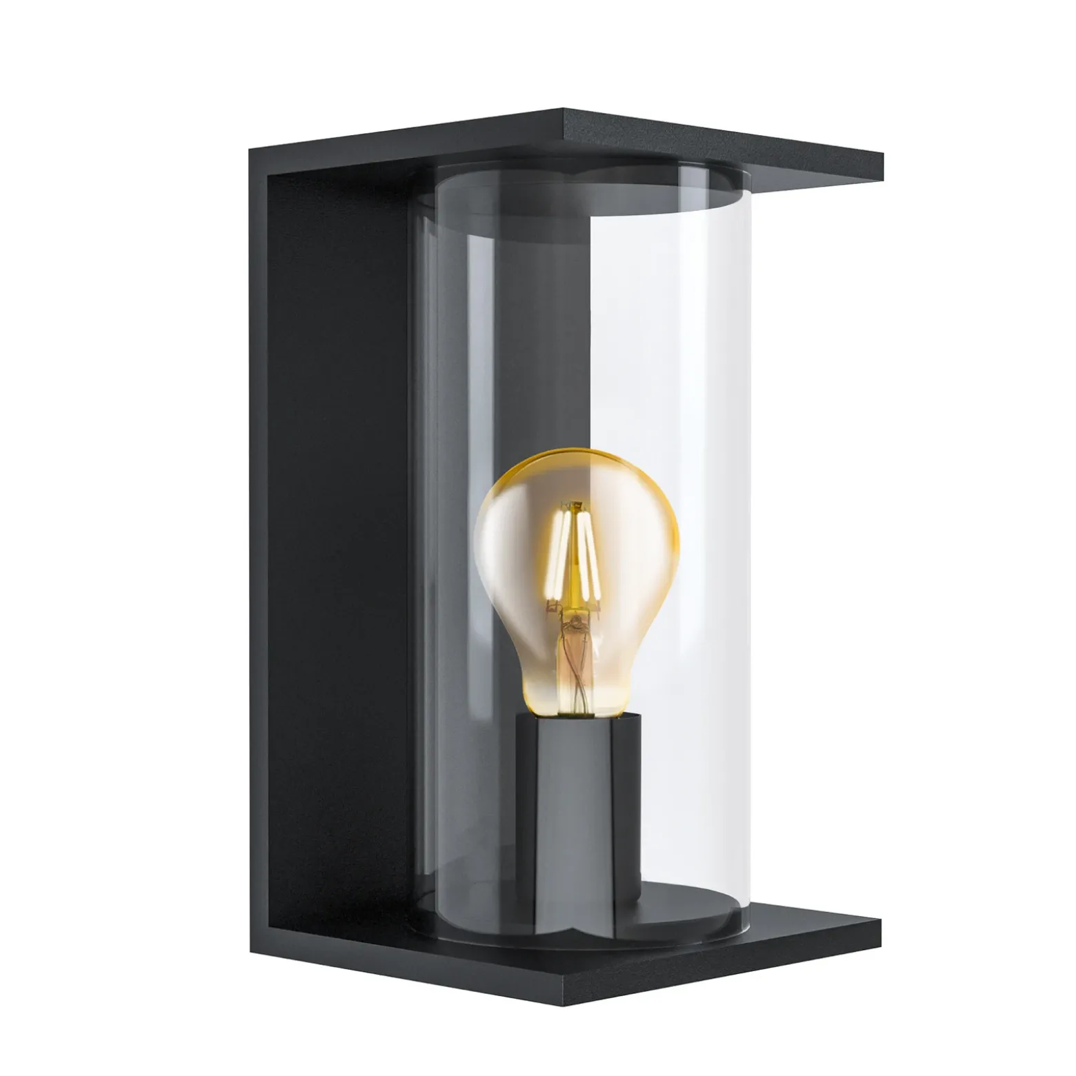 Aplique para exterior Cascinetta, 17 cm de ancho, negra, de metal