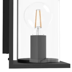 Aplique para exterior Cascinetta, 17 cm de ancho, negra, de metal