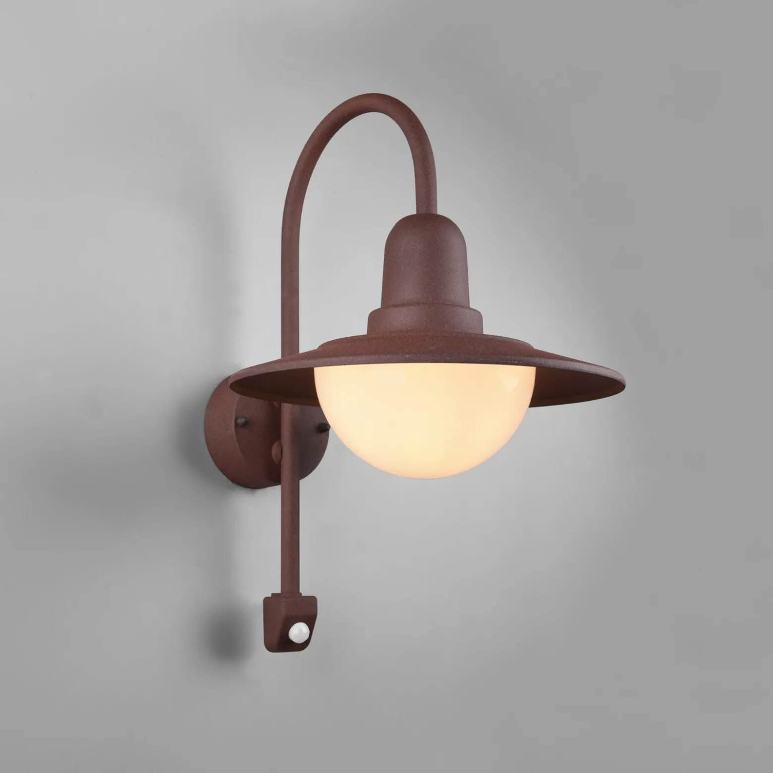 Aplique para exterior con sensor NORMAN, óxido, Ø 30 cm Metal/vidrio IP44