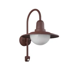 Aplique para exterior con sensor NORMAN, óxido, Ø 30 cm Metal/vidrio IP44