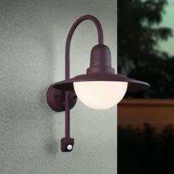 Aplique para exterior con sensor NORMAN, óxido, Ø 30 cm Metal/vidrio IP44