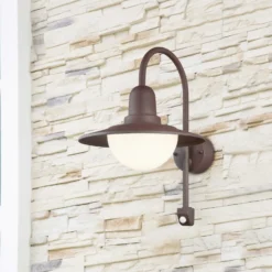 Aplique para exterior con sensor NORMAN, óxido, Ø 30 cm Metal/vidrio IP44