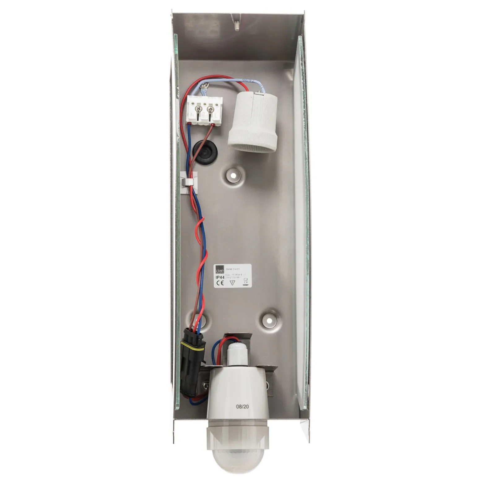 Aplique para exterior cuadrado de acero inoxidable con sensor