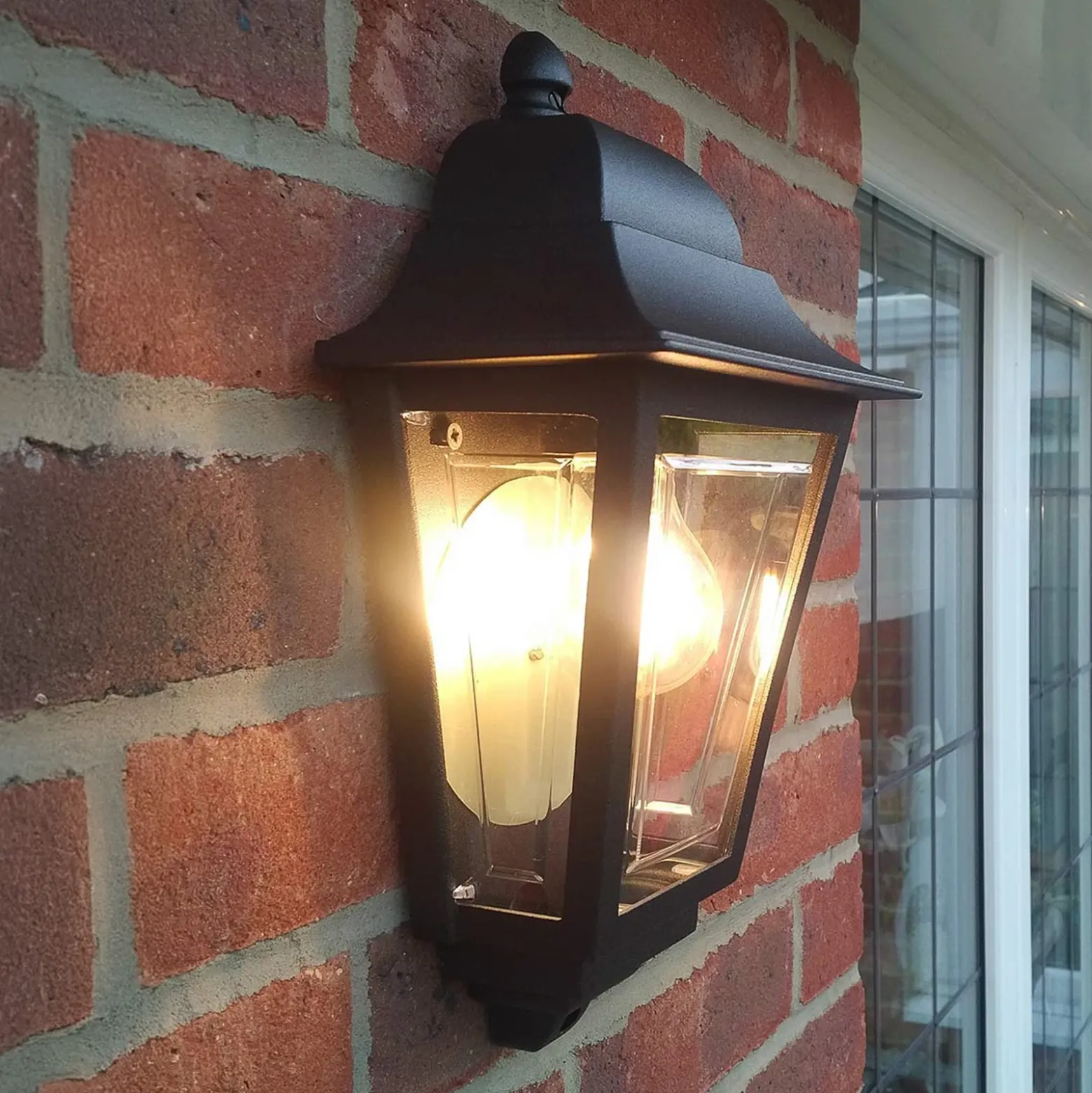 Aplique para exterior Deco Lane, negro, farol, aluminio, IP44