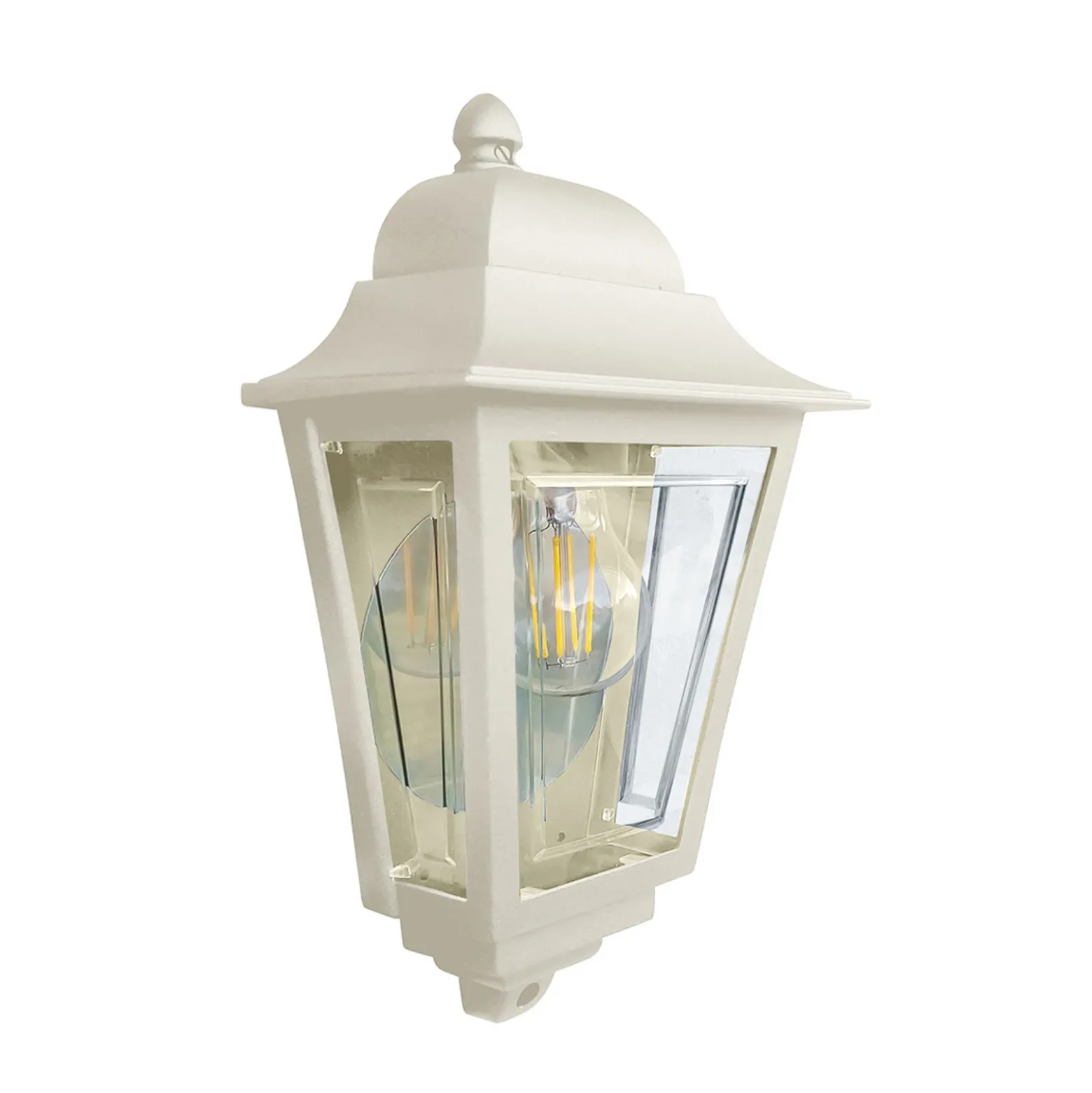 Aplique para exterior Deco Lane, color crema, farol, aluminio, IP44