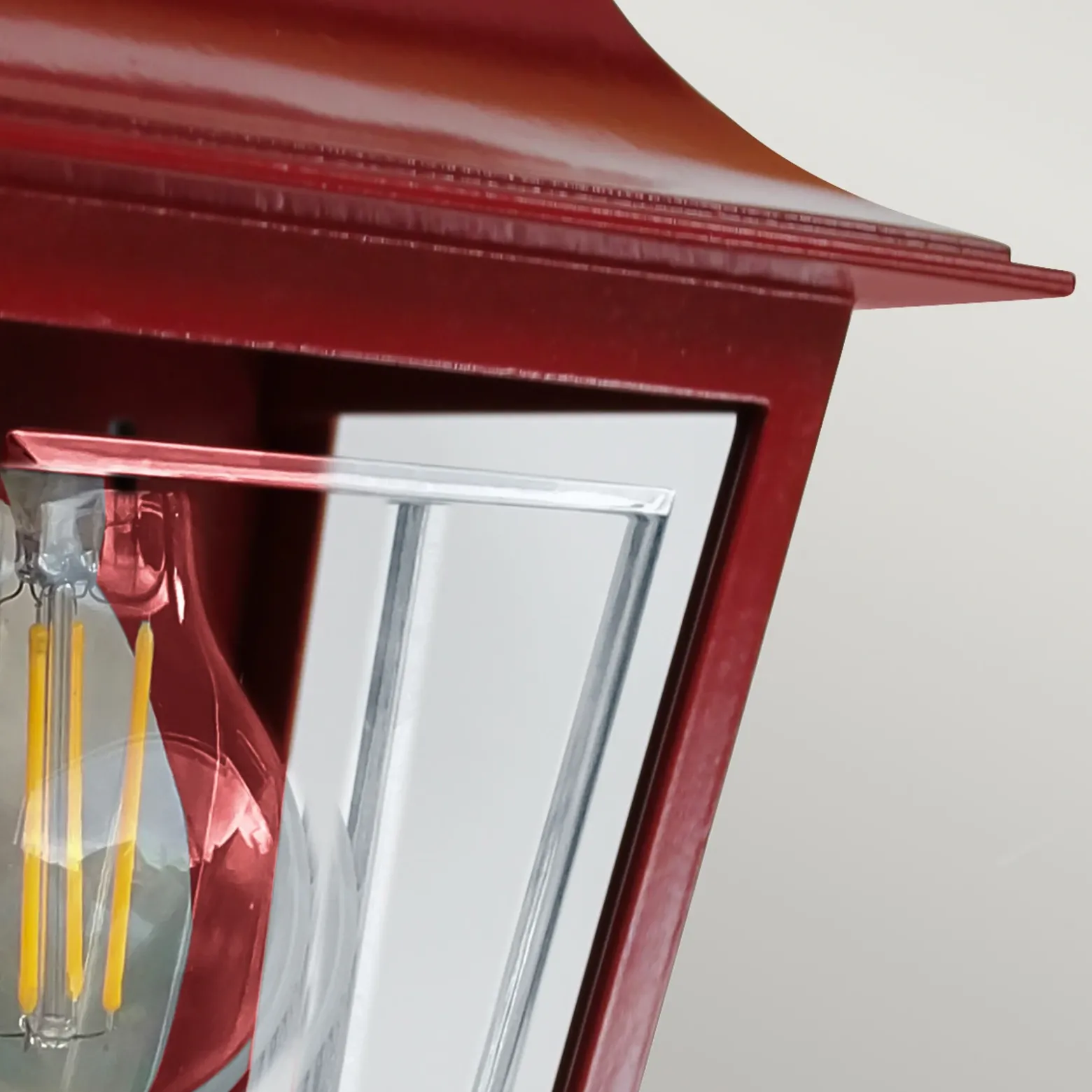 Aplique para exterior Deco Lane, rojo, farol, aluminio, IP44