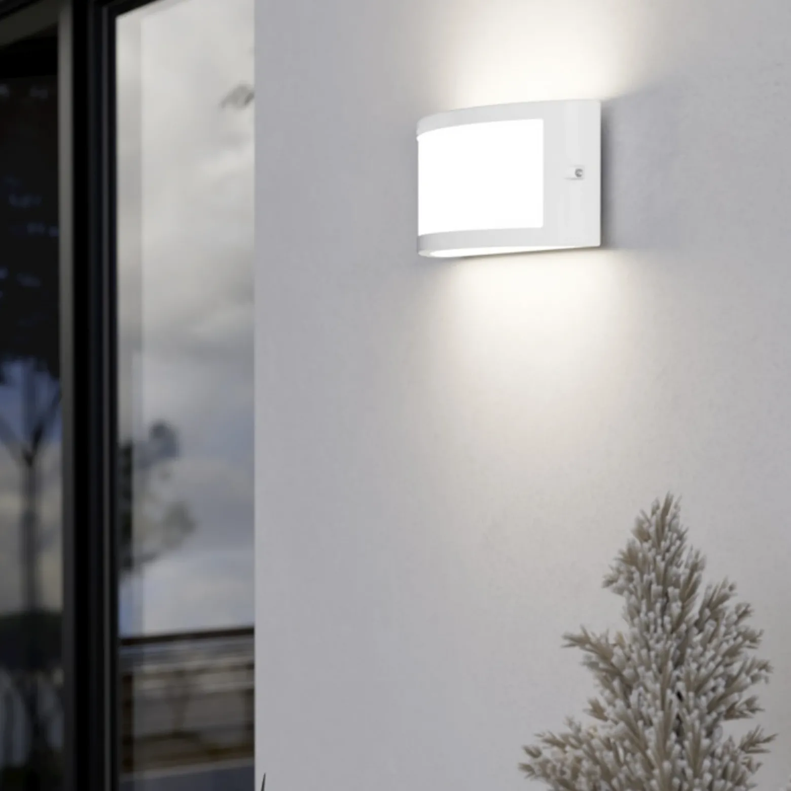 Aplique para exterior EGLO POGGIARELLO, blanco, plano, 22 cm, IP54