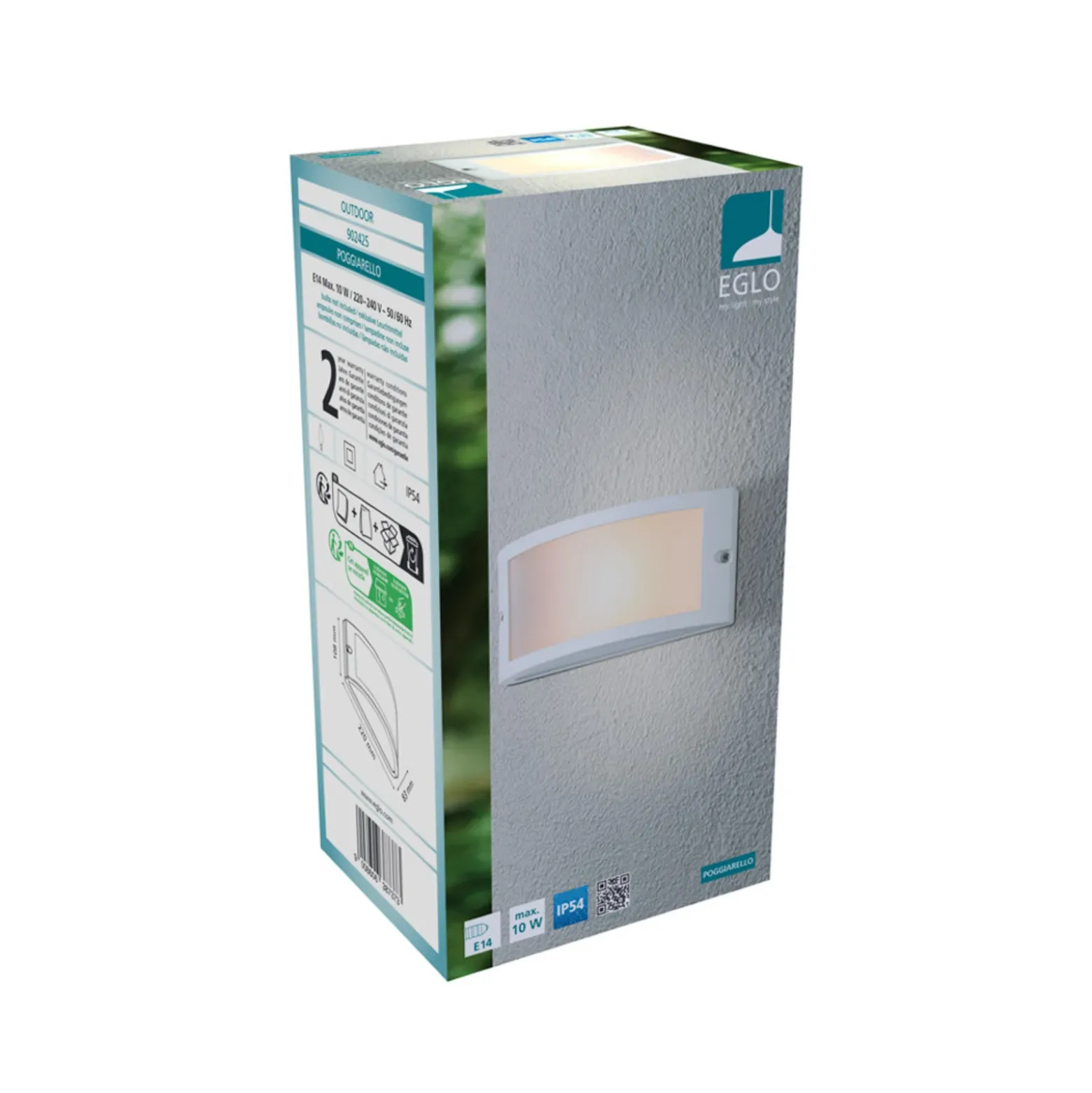 Aplique para exterior EGLO POGGIARELLO, blanco, plano, 22 cm, IP54