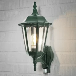 Aplique para exterior Firenze con sensor, vertical, verde