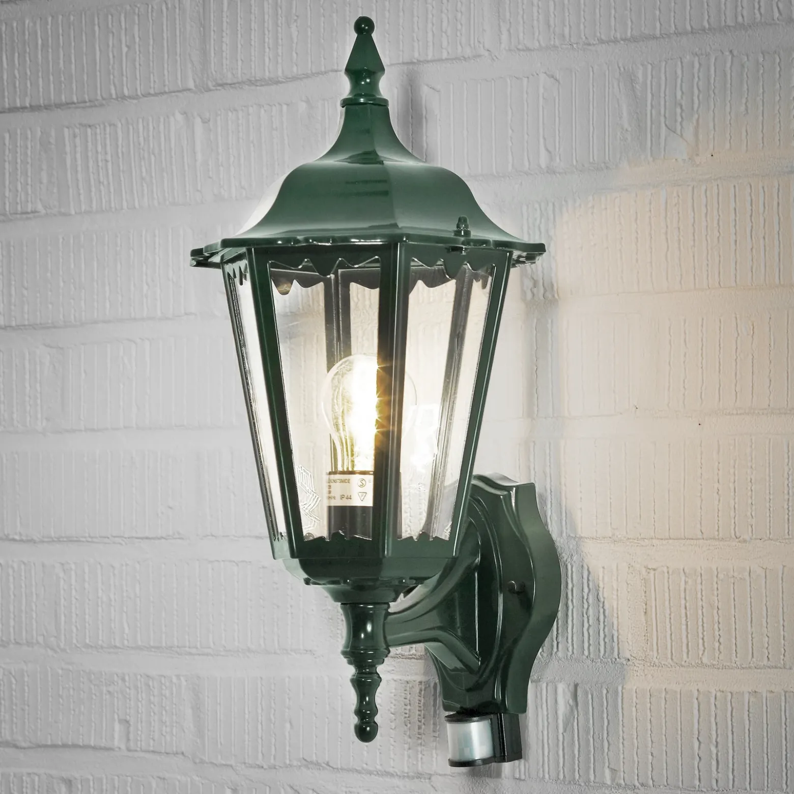 Aplique para exterior Firenze con sensor, vertical, verde