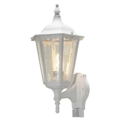 Aplique para exterior Firenze con sensor, de pie, blanco