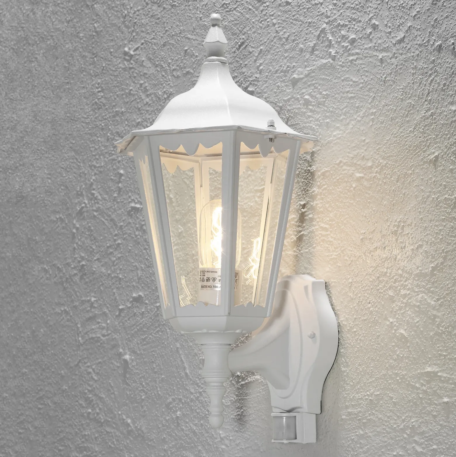 Aplique para exterior Firenze con sensor, de pie, blanco