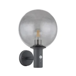 Aplique para exterior Hedwig, antracita/ahumado, con sensor, IP44, E27