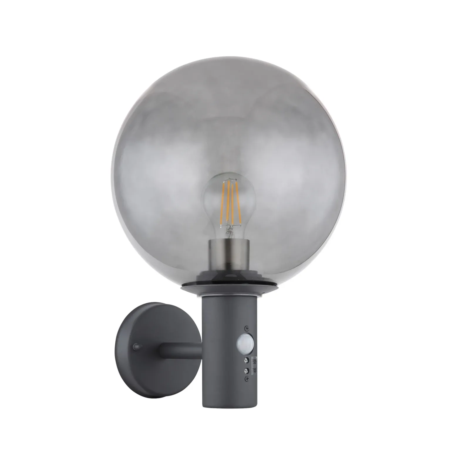 Aplique para exterior Hedwig, antracita/ahumado, con sensor, IP44, E27