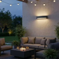 Aplique para exterior Ideal Lux Andromeda, negro, ancho 45 cm