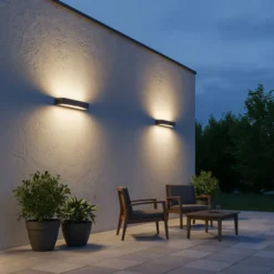 Aplique para exterior Ideal Lux Andromeda, negro, ancho 45 cm