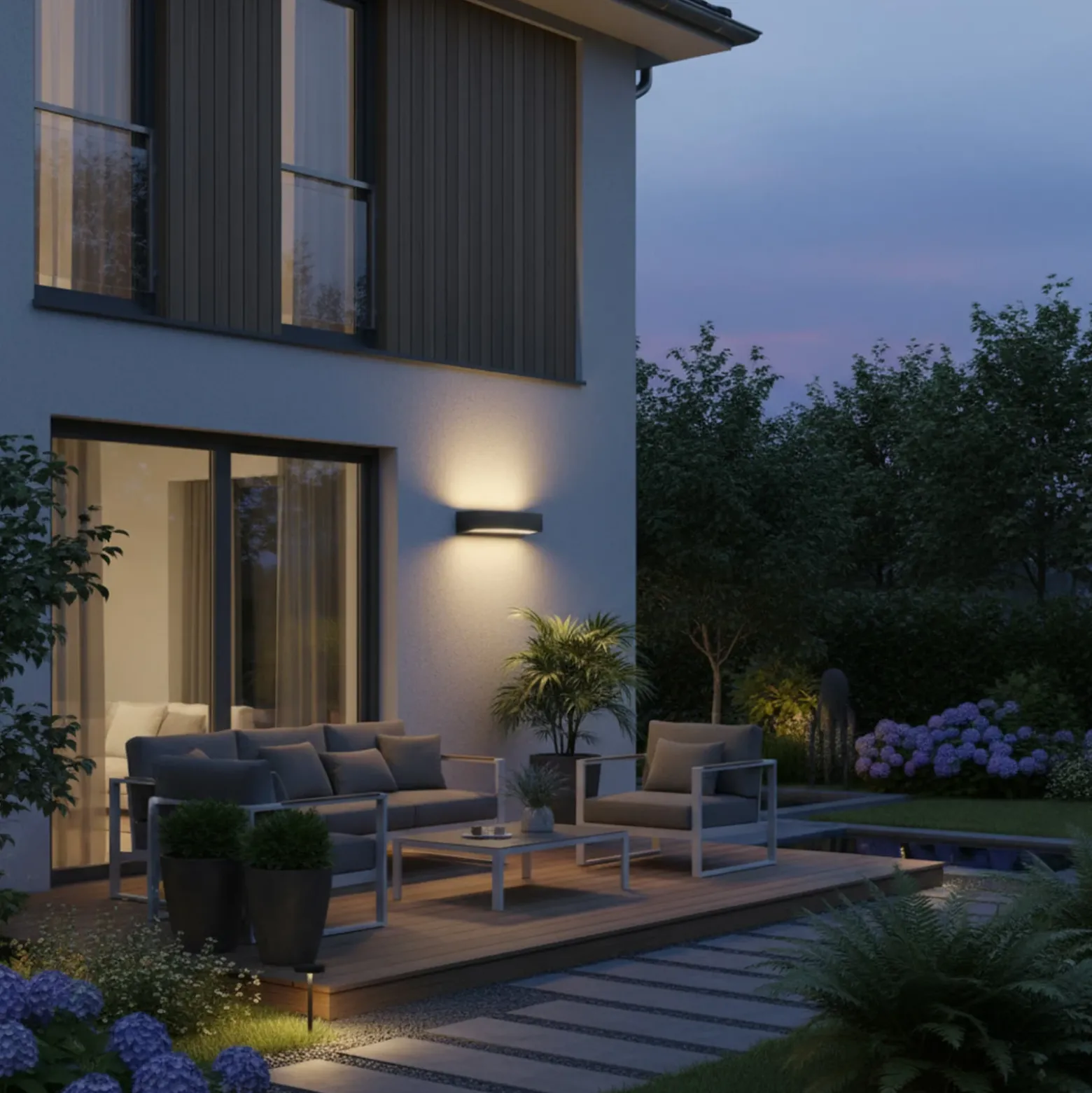 Aplique para exterior Ideal Lux Andromeda, negro, ancho 45 cm