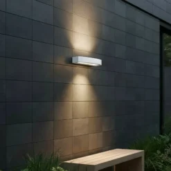 Aplique para exterior Ideal Lux Andromeda, blanco, ancho 45 cm, E27
