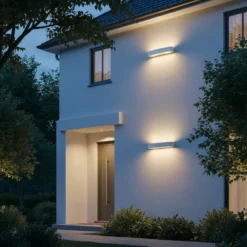 Aplique para exterior Ideal Lux Andromeda, blanco, ancho 45 cm, E27